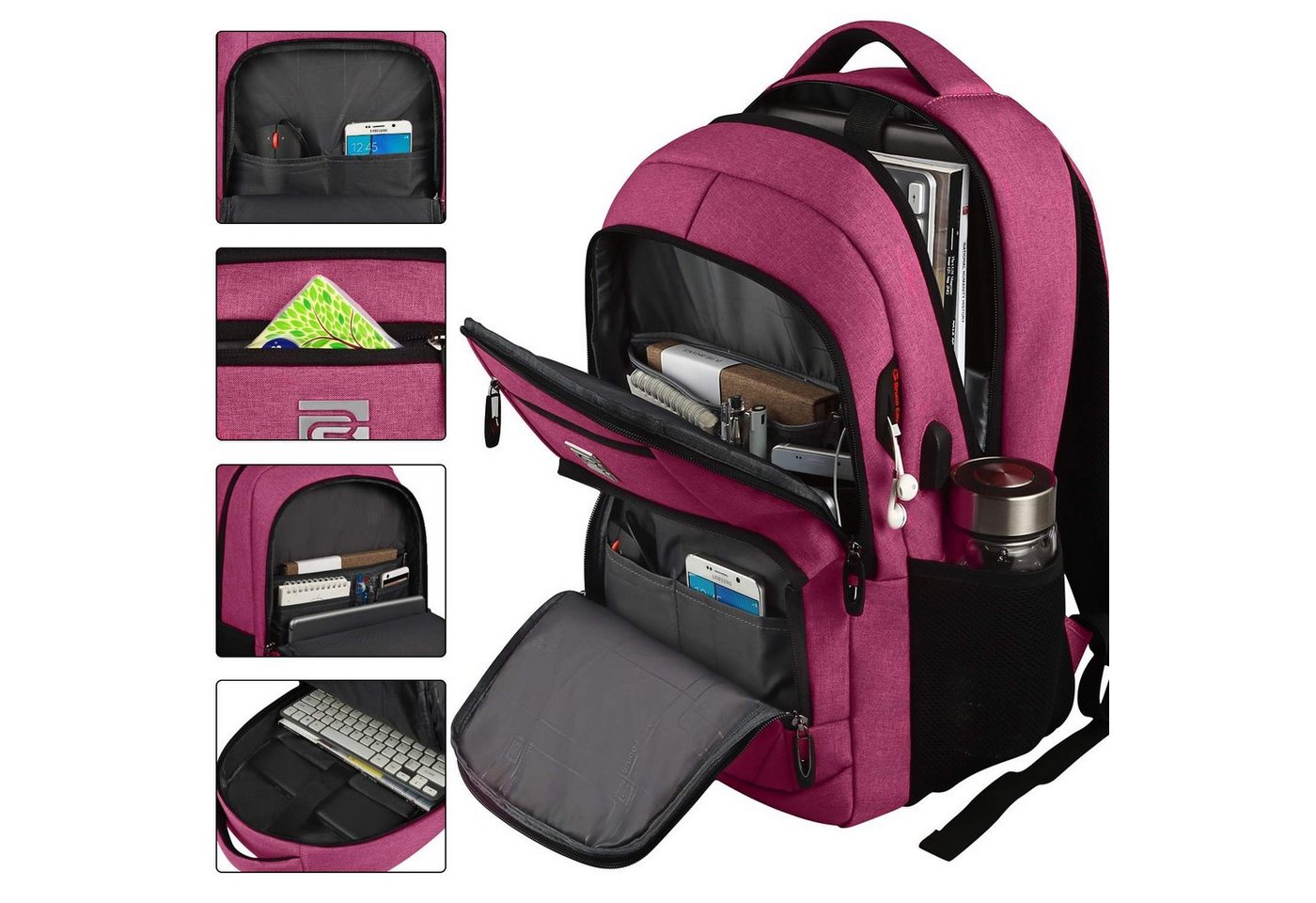 REDOM Laptoprucksack Laptop Rucksack Rucksäcke Schulrucksack Wasserbeständig Laptoptasche (Laptop Notebook Tasche Schule Uni Rucksack, Sportrucksack, mit USB-Anschluss, Anti-Diebstahl, Backpack mit Laptopfach), Herren Damen Jungen Teenager Freizeit Arbeit Business Reisen von REDOM