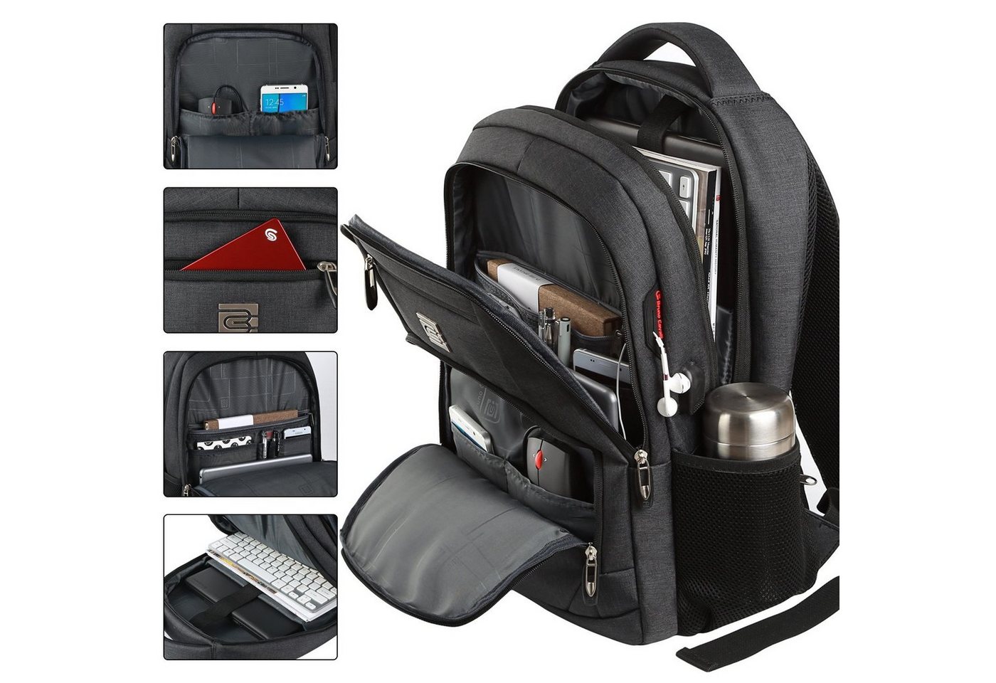 REDOM Laptoprucksack Laptop Rucksack Rucksäcke Schulrucksack Wasserbeständig Laptoptasche (Laptop Notebook Tasche Schule Uni Rucksack, Sportrucksack, mit USB-Anschluss, Anti-Diebstahl, Backpack mit Laptopfach), Herren Damen Jungen Teenager Freizeit Arbeit Business Reisen von REDOM