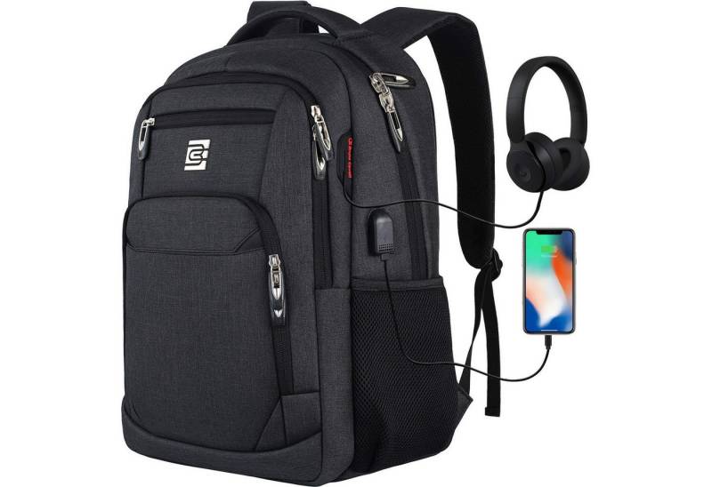 REDOM Laptoprucksack Laptop Rucksack Rucksäcke Schulrucksack Wasserbeständig Laptoptasche (Laptop Notebook Tasche Schule Uni Rucksack, 1-tlg., Sportrucksack, mit USB-Anschluss, Anti-Diebstahl, Backpack mit Laptopfach), fur Herren Damen Jungen Teenager Freizeit Arbeit Business Reisen von REDOM