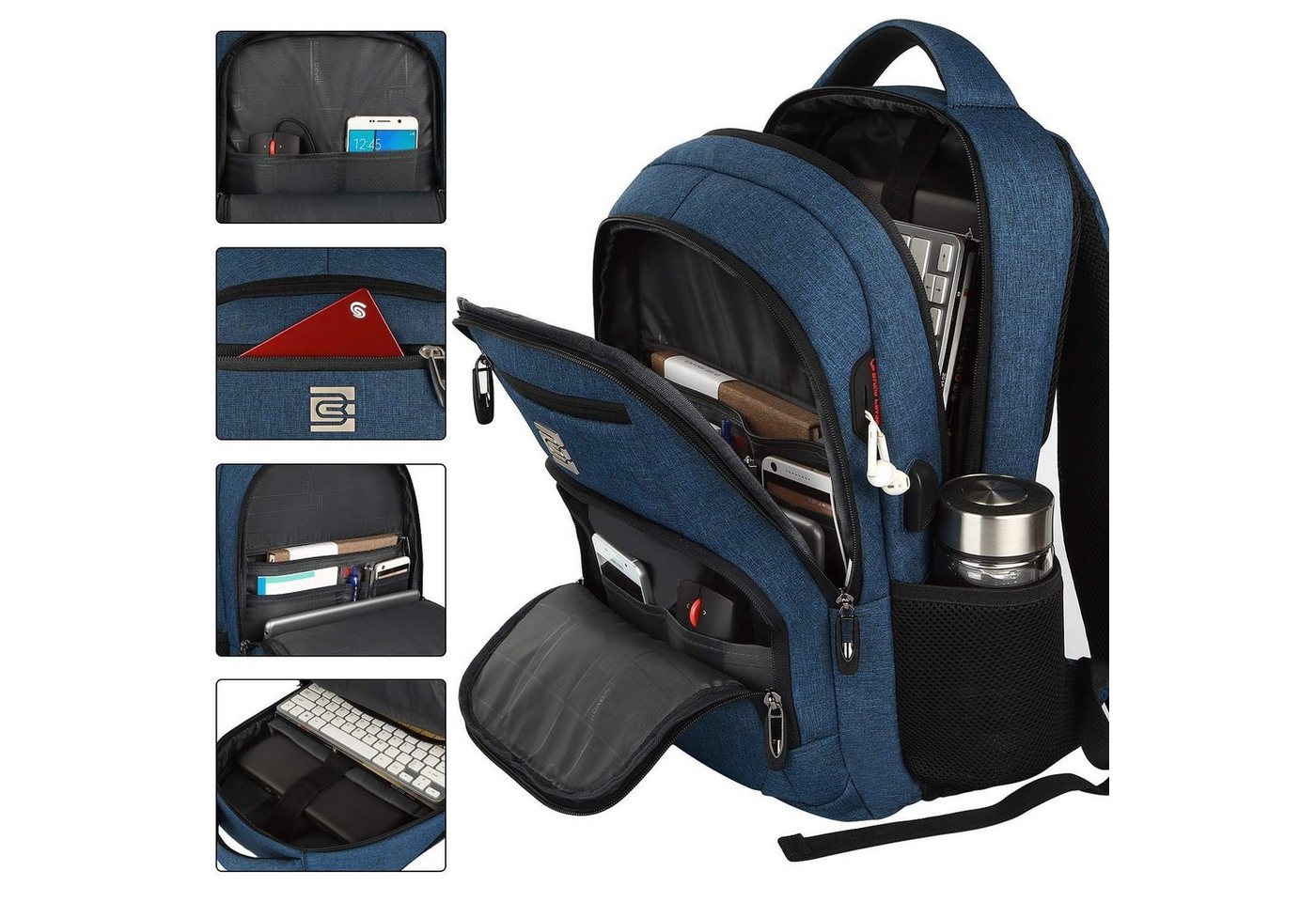 REDOM Laptoprucksack Laptop Rucksack Rucksäcke Schulrucksack Wasserbeständig Laptoptasche (Laptop Notebook Tasche Schule Uni Rucksack, Sportrucksack, mit USB-Anschluss, Anti-Diebstahl, Backpack mit Laptopfach), Herren Damen Jungen Teenager Freizeit Arbeit Business Reisen von REDOM