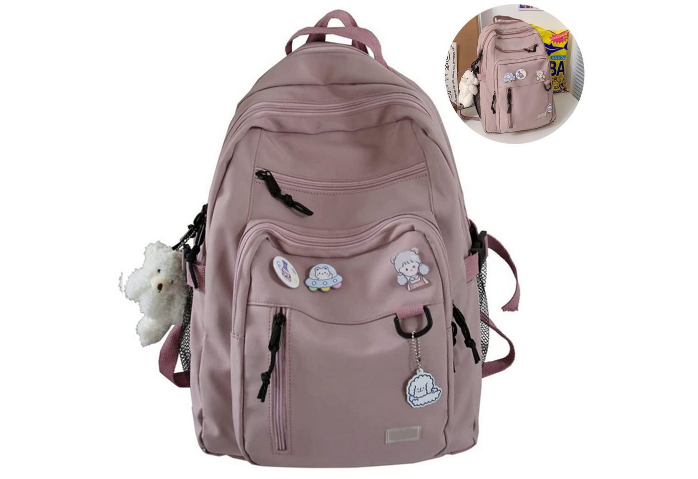 REDOM Laptoprucksack Laptoptasche Rucksäcke Schulrucksack Alltagsdaypack (ergonomisch gepolstert mit vielen Fächern, 1-tlg., Sportrucksack, Backpack mit Laptopfach), für Damen Teenager Freizeit Arbeit Business Reisen von REDOM