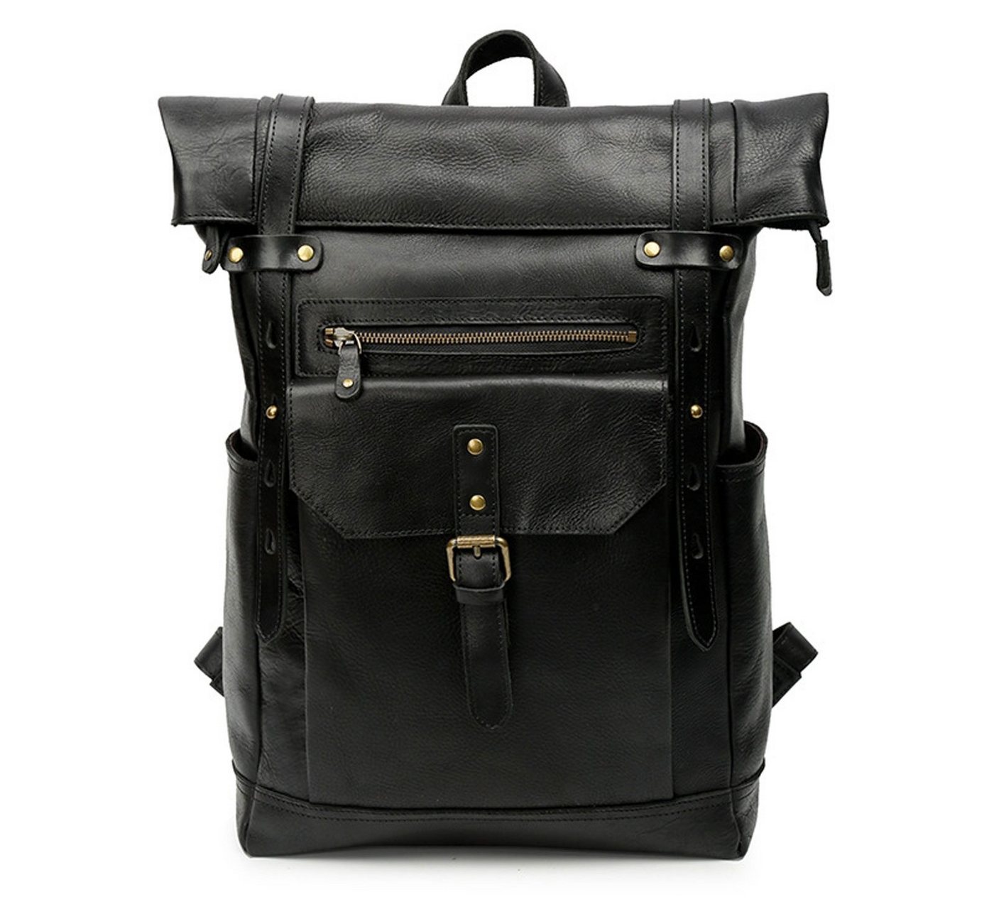 REDOM Laptoprucksack Rucksack Schulrucksack Lederrucksack Reiserucksack Schultertasche (Vintage Echtes Leder Notebook Laptop Tasche Schule Uni Rucksack, für bis 15,6-Zoll Laptop, Backpack mit Laptopfach, luxuriös, Echtleder), für Herren Damen Jungen Teenager Freizeit Arbeit Business Reisen von REDOM