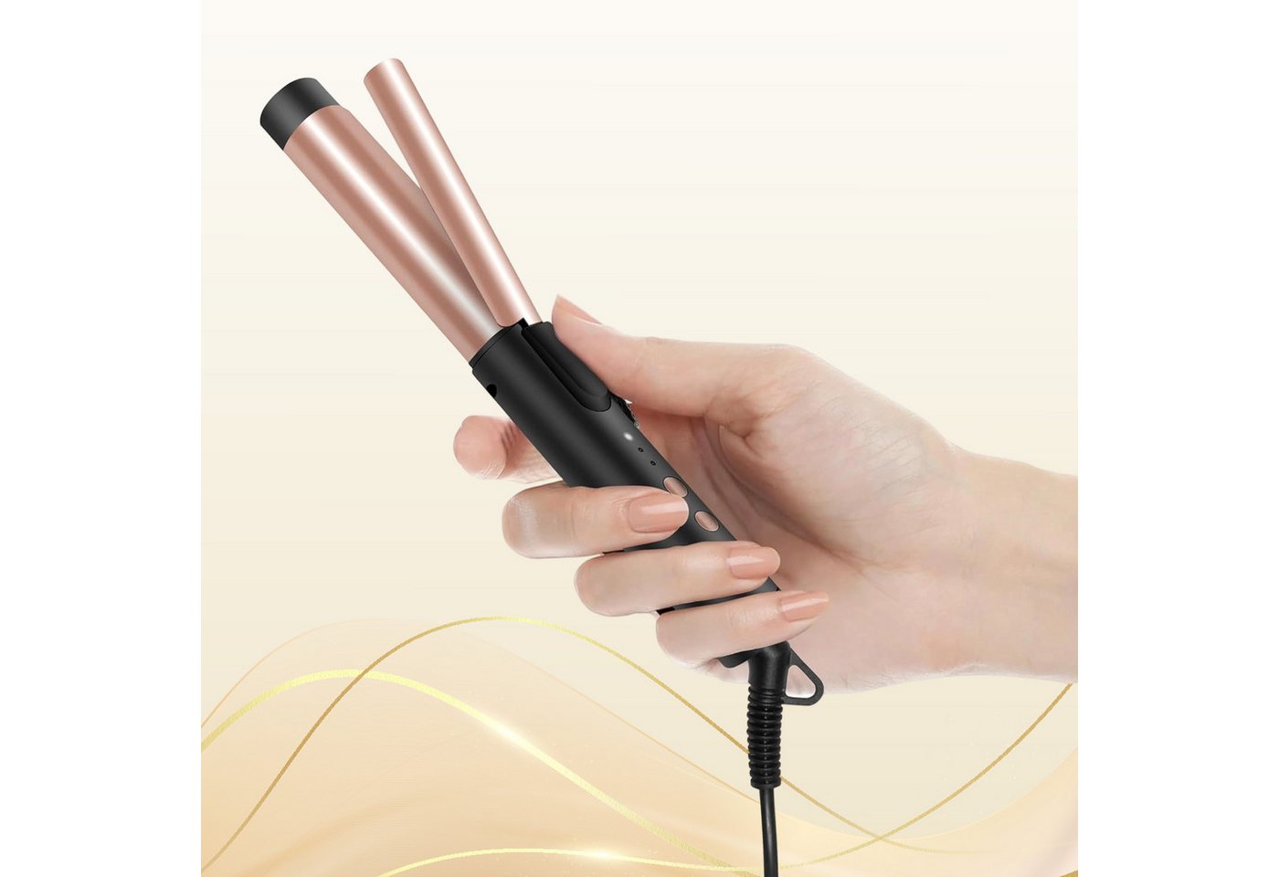 REDOM Lockenstab Haarwellenstab Haarstyler 25 mm Profi Wellenstab, Turmalin-Keramik, Reise-Lockenstab für kurzes Haar mit 3 Temperaturstufen 360° Kabel von REDOM