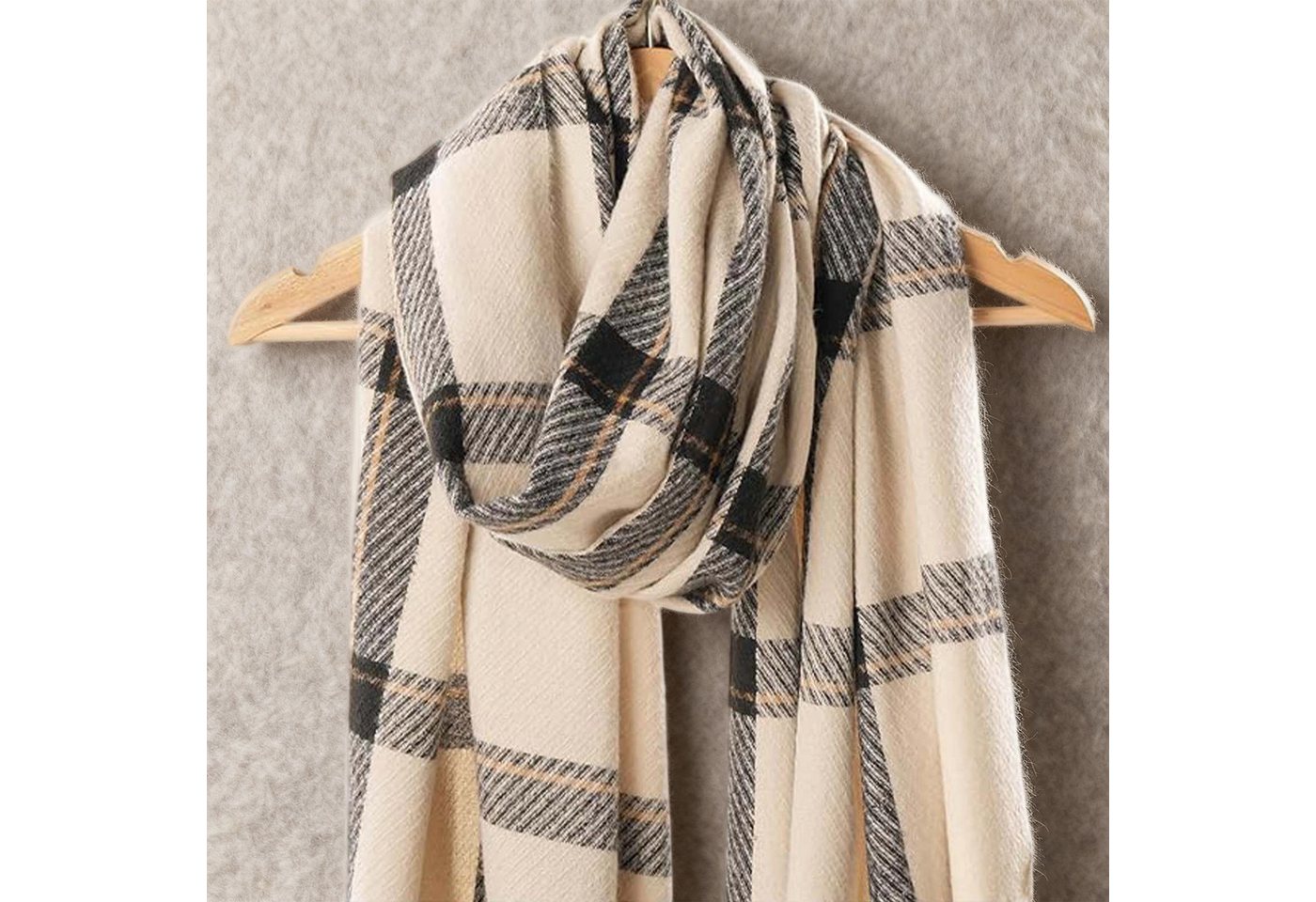 REDOM Modeschal Damen Schal Winterschal eleganter Umschlagtuch Schal, (kann als Schultertuch Decke oder Poncho verwendet werden, 1-St. Perfektes Geschenk für Damen), Stilvolles Karomuster 196 x 64 cm Mischgewebe mit Fransen von REDOM