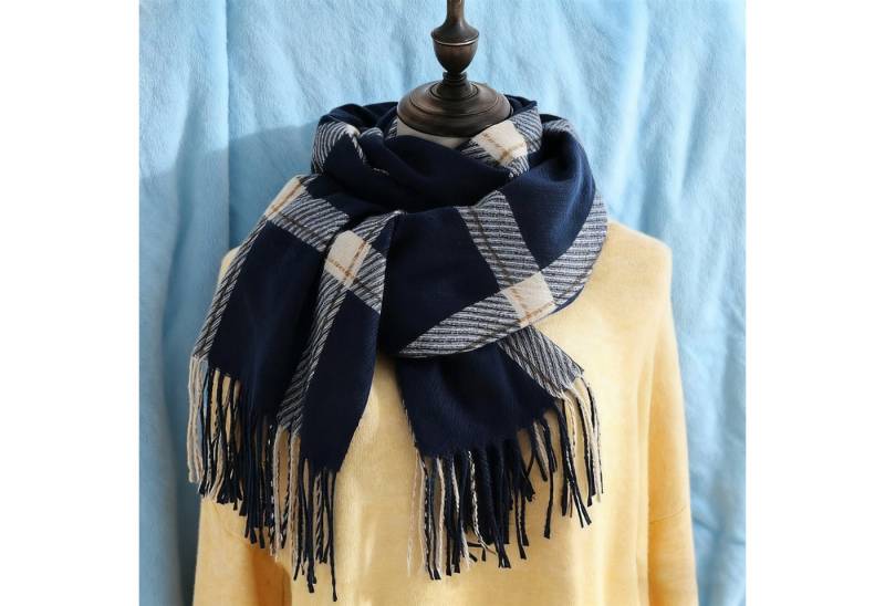 REDOM Modeschal Damen Schal Winterschal eleganter Umschlagtuch Schal, (kann als Schultertuch Decke oder Poncho verwendet werden, 1-St. Perfektes Geschenk für Damen), Stilvolles Karomuster 196 x 64 cm Mischgewebe mit Fransen von REDOM