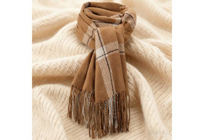 REDOM Modeschal Damen Schal Winterschal eleganter Umschlagtuch Schal, (kann als Schultertuch Decke oder Poncho verwendet werden, 1-St. Perfektes Geschenk für Damen), Stilvolles Karomuster 196 x 64 cm Mischgewebe mit Fransen von REDOM