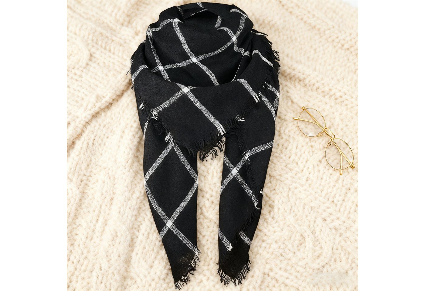 REDOM Modeschal Damen Schal Winterschal eleganter Umschlagtuch Schal Karoschal, (mit Klassisches Karomuster Weicher hautfreundlicher Stoff, 1-St. Ideal kombinierbar mit Mänteln Jeans und Strickmode), vielseitig tragbar als Tuch Stola elegantes Accessoire Geschenkidee von REDOM