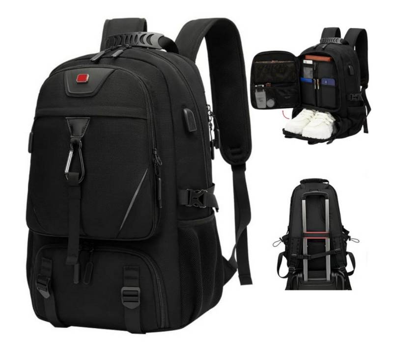 REDOM Reiserucksack Erweiterbar Handgepäck Rucksack Rucksäcke Schulrucksack Reiserucksack (Oxford Reisen Notebook Laptop Tasche Schule Handgepäck erweiterbar, 1-tlg., Anti-Diebstahl, Backpack mit Laptopfach, USB-Lade-Anschluss), für Herren Damen Jungen Teenager Freizeit Arbeit Business Reisen von REDOM