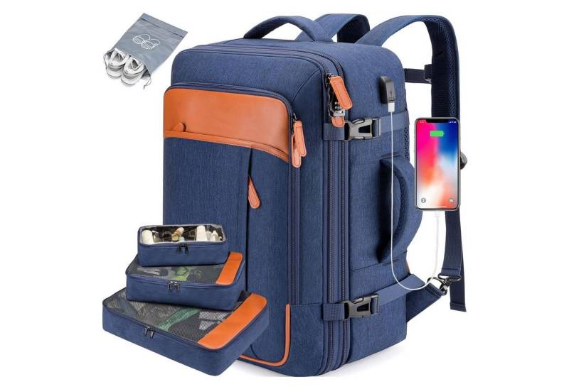 REDOM Reiserucksack Laptop Rucksack Rucksäcke Freizeitrucksack Businessrucksack (mit 4 Aufbewahrungstaschen Handgepäck, Anti-Diebstahl, Backpack mit Laptopfach, USB-Anschluss, Schultergurte), für Herren Damen Jungen Teenager Freizeit Arbeit Unterwegs von REDOM