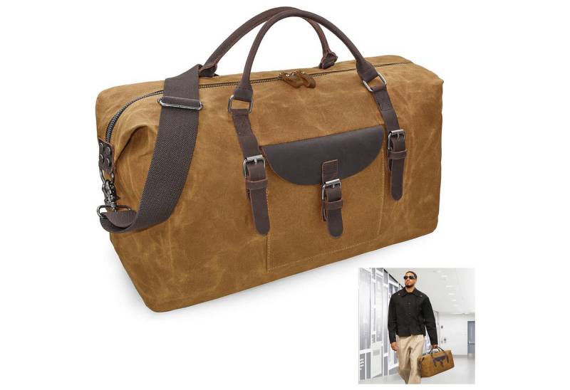 REDOM Reisetasche Canvas Trainingstasche Reisegepäck Freizeittasche Seesack (Weekender Tasche Handgepäck mit Schultergurt, Wasserdichte, Canvas, viele Fächer), Damen Herren Gym Reisen Freizeit Urlaub Übernachtung Arbeit Business von REDOM