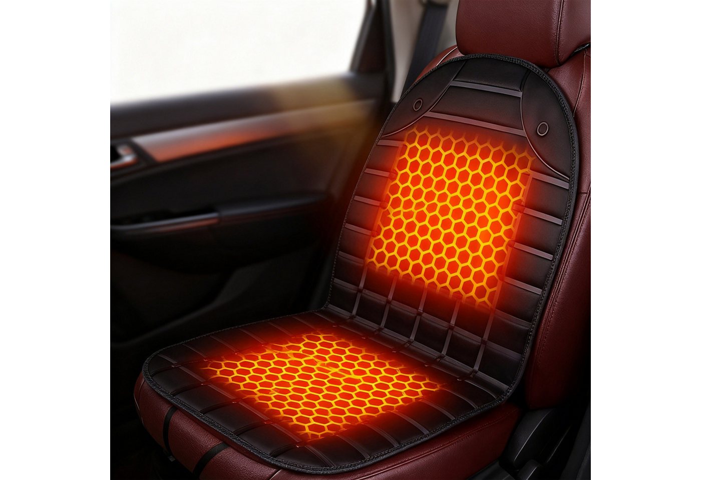 REDOM Sitzheizkissen Beheiztes Sitzkissen Autositz-Heizkissen Sitzheizung, Schnellaufheizendes Heizkissen mit Temperaturregelung 30–65°C 1-tlg., Rutschfeste Unterseite und elastische Gurte, rutschfest ideal für Auto Büro Zuhause von REDOM