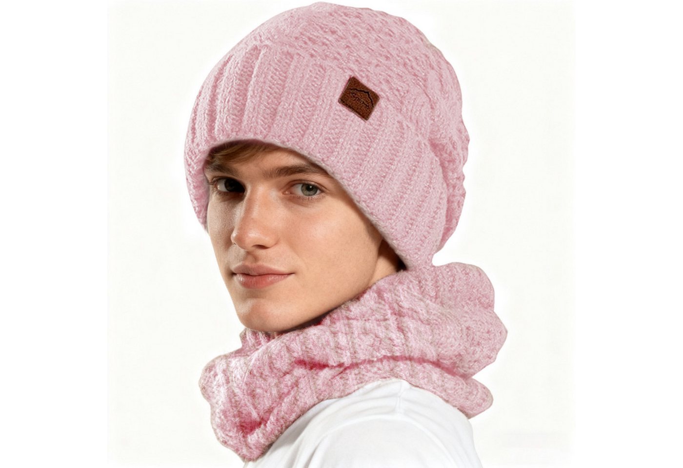 REDOM Strickmütze Winter Mützen- und Schalset Wintermütze (Warm gefüttert windschützend weich leicht, 2-St., mit elastischer Passform für Kopfumfänge von 55–60 cm) ideal für Outdoor-Aktivitäten im Winter von REDOM