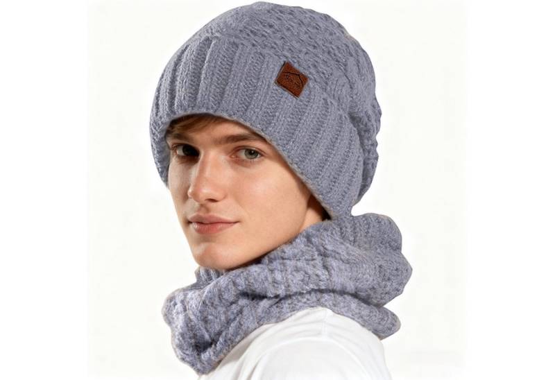 REDOM Strickmütze Winter Mützen- und Schalset Wintermütze (Warm gefüttert windschützend weich leicht, 2-St., mit elastischer Passform für Kopfumfänge von 55–60 cm) ideal für Outdoor-Aktivitäten im Winter von REDOM