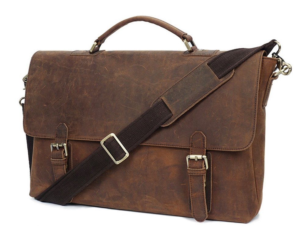 REDOM Umhängetasche Arbeitstasche Handtasche Leder Tragetasche Aktentasche Tasche Vintage (Echtes Leder Schultertasche Messenger-Tasche verstellbar Schultergurt, Ledertasche, Unitasche, Bürotasche, Freizeittasche, Luxus, Echtleder), für Herren Frauen Jungen Freizeit Arbeit Business Schule Büro Reisen von REDOM