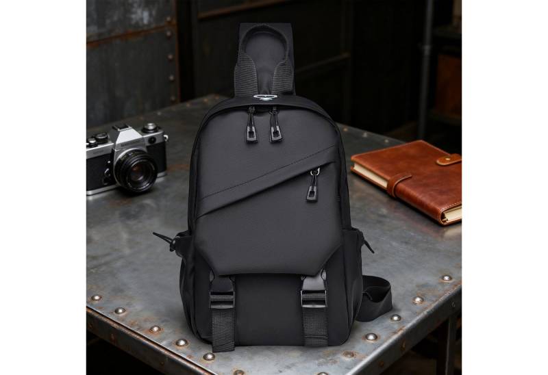 REDOM Umhängetasche Brusttasche Schultertasche Crossbody-Bag (mit Mehrere Taschen und USB-Ladeanschluss, 1-tlg., Nylonmaterial Wasserabweisend abriebfest und reißfest), vielseitig tragbar als Hüfttasche oder Mini-Rucksack von REDOM