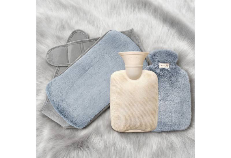 REDOM Wärmflasche Wärmetasche mit Wärmekompressengürtel Rücken- und Bauchwärmer, (1L Wärmflasche 15.5x24.5cm, Wärmflasche kann auch separat in spezieller Hülle genutzt werden), weicher Samt verstellbarer Bund Menstruationsschmerzen-Linderung von REDOM