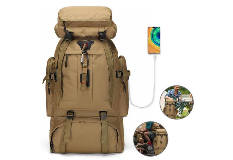 REDOM Wanderrucksack Groß Herren Damen Reiserucksack Trekkingrucksack Rucksäcke (80L Camping Outdoor leicht Trekkingrucksack, 1-tlg., mit Laptopfach, Separatem Schuhfach, verstellbarer Brustgurt), für Herren Damen Teenager Freizeit Arbeit Bergsteigen Jagd Trekking von REDOM