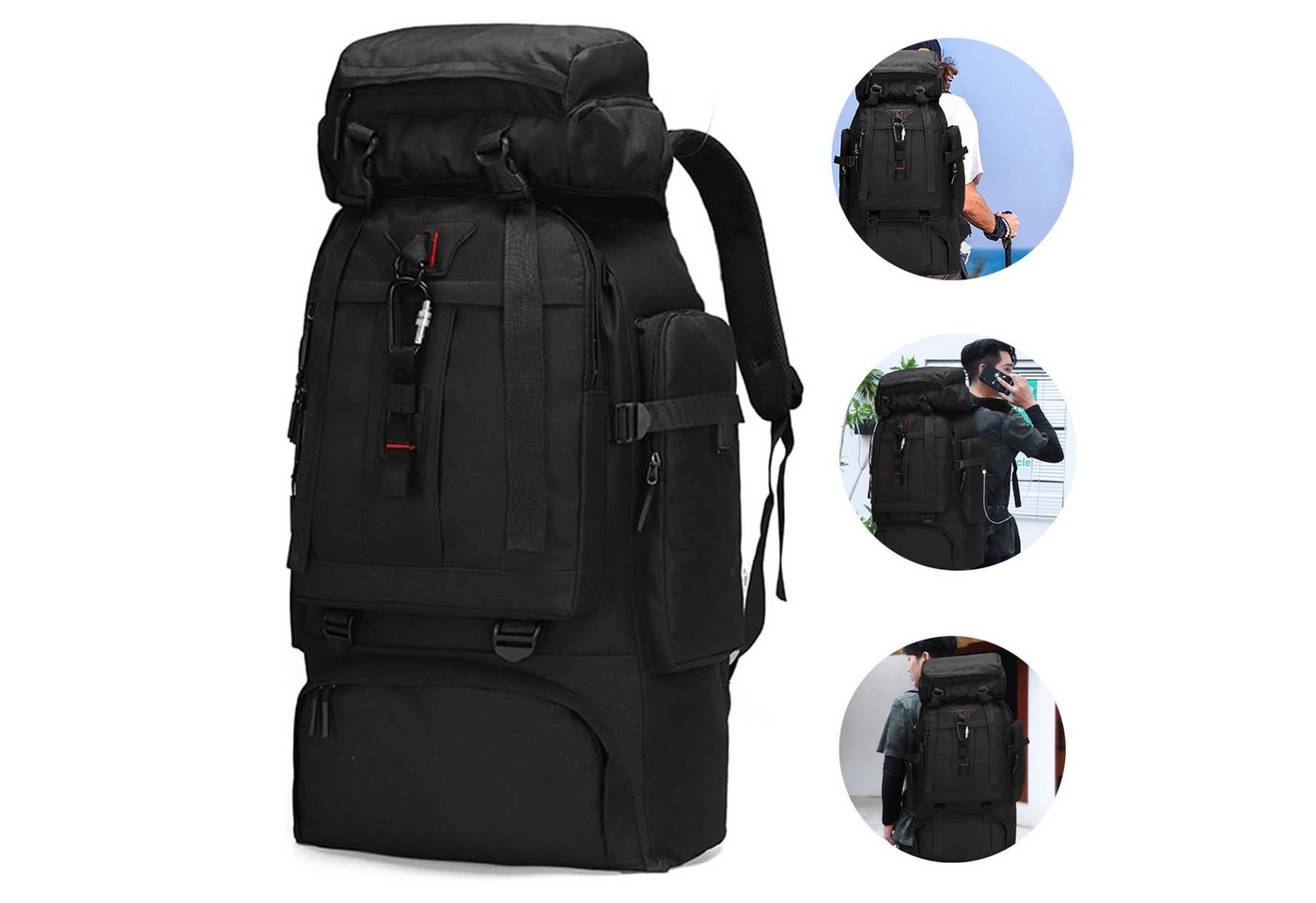 REDOM Wanderrucksack Groß Herren Damen Reiserucksack Trekkingrucksack Rucksäcke (80L Camping Outdoor leicht Trekkingrucksack, 1-tlg., mit Laptopfach, Separatem Schuhfach, verstellbarer Brustgurt), für Herren Damen Teenager Freizeit Arbeit Bergsteigen Jagd Trekking von REDOM