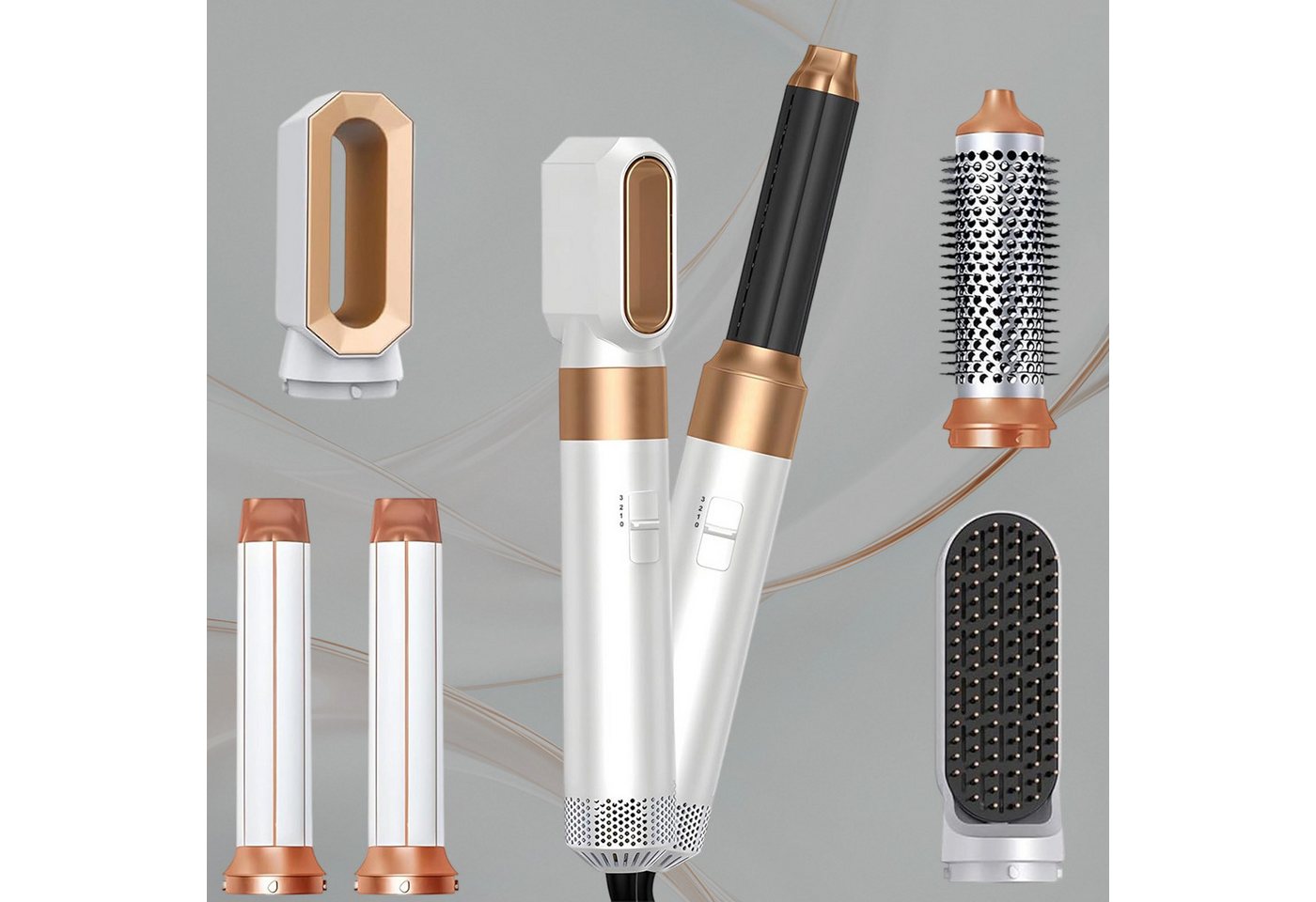 REDOM Warmluftbürste Haarglättbürste Haartrockner Set Föhn Lockenstab Glättkamm Rundbürste, 5-in-1-Multifunktion 3 Temperaturstufen Bidirektionales Locken von REDOM