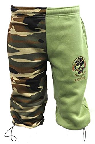 REDRUM Bermuda Shorts Pants Kurze Hose Sweatpants Fitness Sport Streetwear Tarnmuster Camouflage Gruen (S) von REDRUM