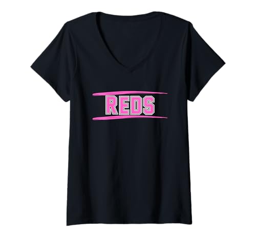 Damen Rot T-Shirt mit V-Ausschnitt Damen Rot T-Shirt mit V-Ausschnitt von REDS