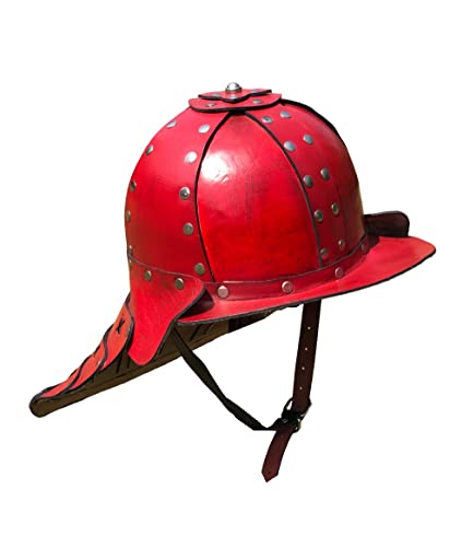 Fantasy Steampunk Uni Wikinger Rüstung - Leder Samurai Ritter Rüstung mit rotem Helm, Red Armor Helm, Large von REDSKY TRADER