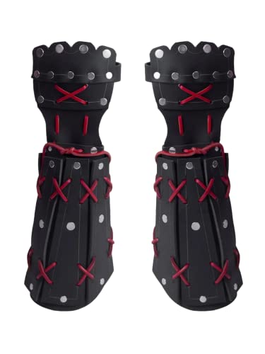 Samurai-Rüstung aus Leder, mittelalterliche Wikinger-Rüstung, Cosplay-Rüstung, Lederritter-Rüstung, Steampunk-Fantasie, Unisex, Wikinger-Rüstung (schwarze Armrüstung), Schwarze Armpanzer, Large von REDSKY TRADER
