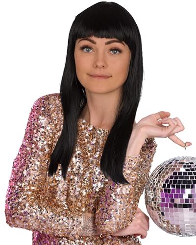 REDSTAR FANCY DRESS Damen Lange Gerade Perücke Kostüm Zubehör Cosplay Party Perücken - Schwarz von REDSTAR FANCY DRESS