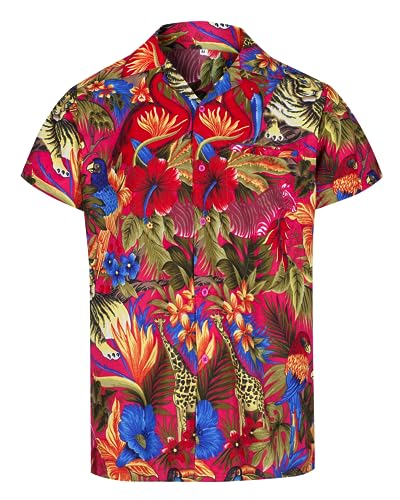 Chemise hawaienne Homme à Manches Courtes Pour Hommes - Chemise à imprimé animaux de la Jungle Pour Hommes amusants et Chemise Homme de cerf - Accessoires Pour enterrement de Vie de garçon von REDSTAR