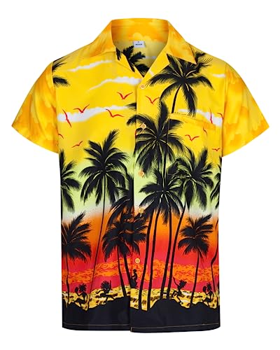 Hawaii Hemd Männer – Freizeithemden für Herren – Hawaiihemd, Dart Shirt – bequemes, leichtes Kurzarmhemd – Faschingskostüme Männer – Bad Taste Outfit Herren – Ballermann 90er Jahre Outfit Sommerhemd von REDSTAR