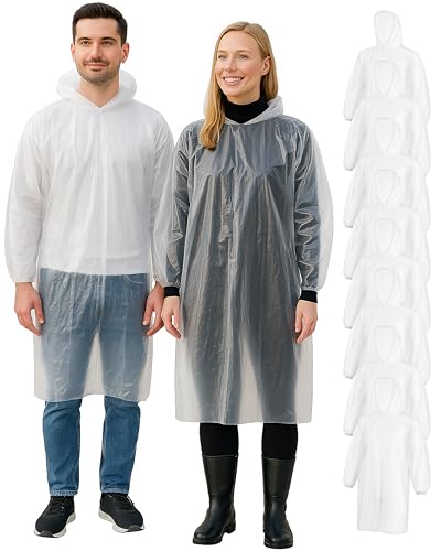REDSTAR Regencape Damen und Herren Transparent – Wasserdichter Regenponcho Einweg – Wandern Zubehör, Festival Gadget für Wacken – Raincoat Regenkleidung Wanderausrüstung – Einheitsgröße, 10 Stk. von REDSTAR