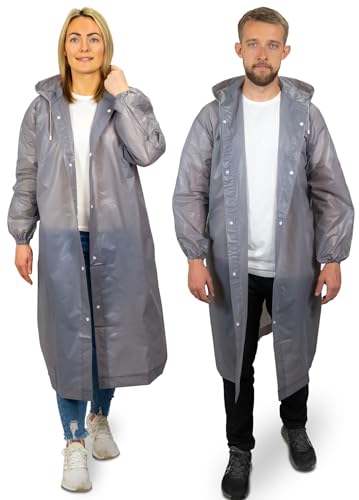2er Pack Regenmantel Damen und Herren – wasserfester Friesennerz, Regenponcho, Regencape, kompakt packbar, wiederverwendbar – lange Regenjacke mit großer Kapuze – Camping, Wandern, von REDSTAR