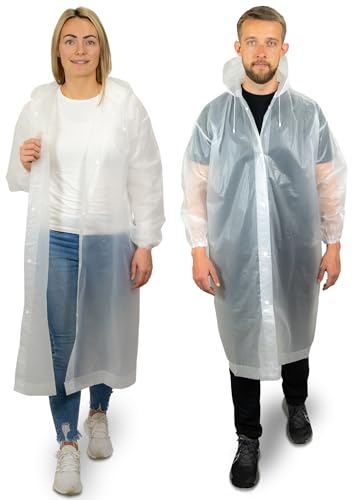 REDSTAR 2er Pack Regenmantel Damen und Herren – wasserfester Friesennerz, Regenponcho, Regencape, kompakt packbar, wiederverwendbar – lange Regenjacke mit großer Kapuze – Camping, Wandern, von REDSTAR