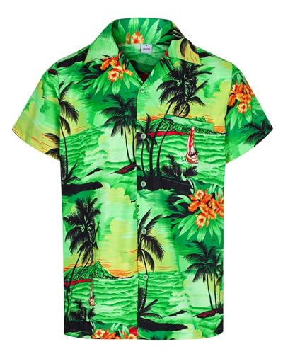 REDSTAR - Herren Hawaiihemd - kurzärmelig - Aloha Summer - Verkleidung Junggesellenabschied - alle Größen - Grün - XXL von REDSTAR