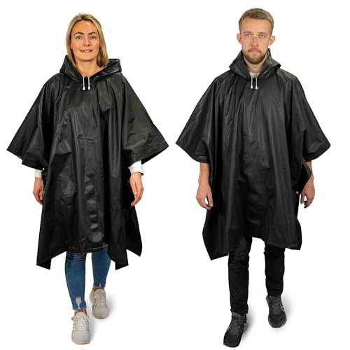 REDSTAR Regenponcho für Erwachsene, wasserdicht, Regenmäntel für Herren oder Damen, wiederverwendbar, wasserdicht, Festival-Zubehör, wasserdicht, Poncho, Regenmantel, Erwachsene, 2 Stück, Schwarz , von REDSTAR