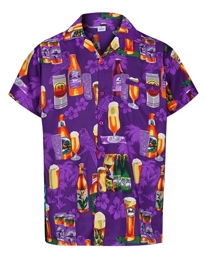 Red Star Herren Hawaii-Hemd Kurzärmlig Herrenabend Strandurlaub Hibiskusblüte Kostüm Hawaii - Alle Größen - Türkis, XL von REDSTAR