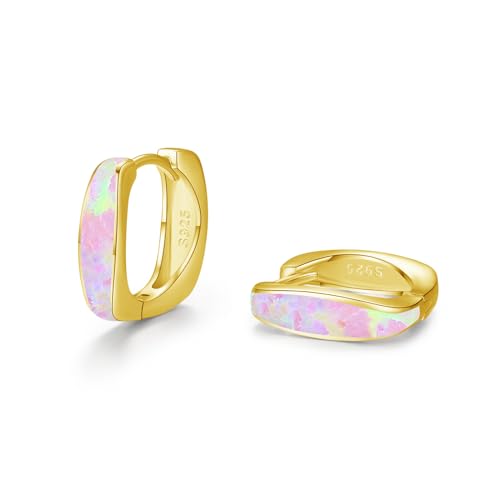 Creolen-Opal Ohrringe 925 Sterling Silber Damen Creolen Ohrringe Created Opal Kleine Huggie Creolen Ohrringe Hypoallergene Schmuck Frauen Kinder 2 von REDSUN