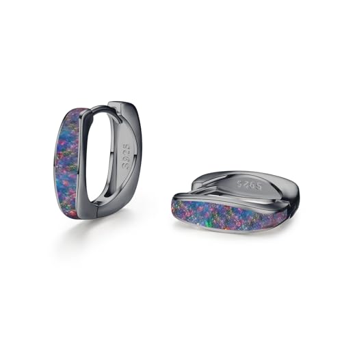 Creolen-Opal Ohrringe 925 Sterling Silber Damen Creolen Ohrringe Created Opal Kleine Huggie Creolen Ohrringe Hypoallergene Schmuck Frauen Kinder 7 von REDSUN