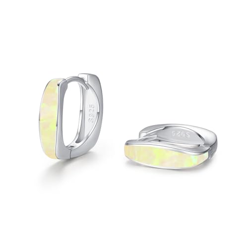 Creolen-Opal Ohrringe 925 Sterling Silber Damen Creolen Ohrringe Created Opal Kleine Huggie Creolen Ohrringe Hypoallergene Schmuck Frauen Kinder 9 von REDSUN