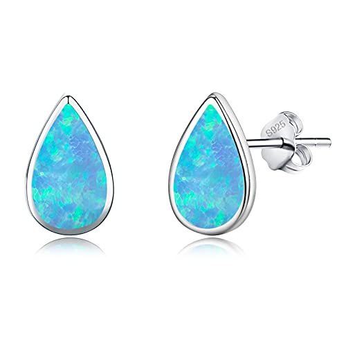 Frauen Opal Ohrstecker 925 Sterling Silber Hypoallergen Wasser Tropfen Ohrstecker Piercing Opal Schmuck Ohrringe Geburtstag Valentinstag Geschenke für Frauen Mädchen von REDSUN