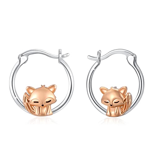 Tier Ohrringe Damen Fuchs Ohrringe 925 Sterling Silber Fuchs Creolen Ohrringe Huggie Kleine Kreolen Ohrringe Tier Schmuck Muttertags Geschenk für Frauen Mädchen Kinder von REDSUN