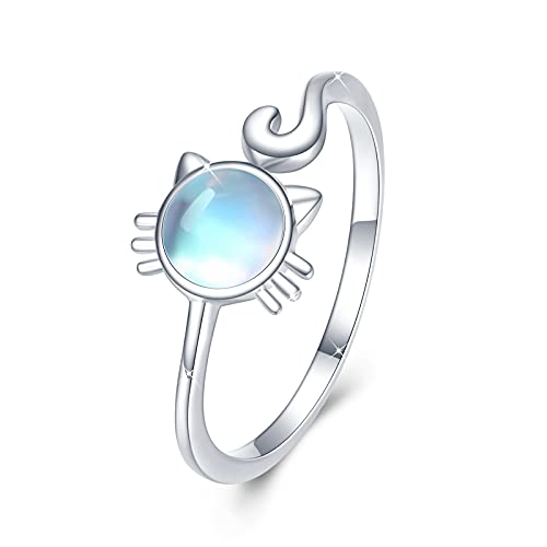 Mondstein Ring 925 Sterling Silver Katze Ring für Mädchen Offener Ring Mondstein Schmuck Katze Geschenke für Frauen Mädchen von REDSUN