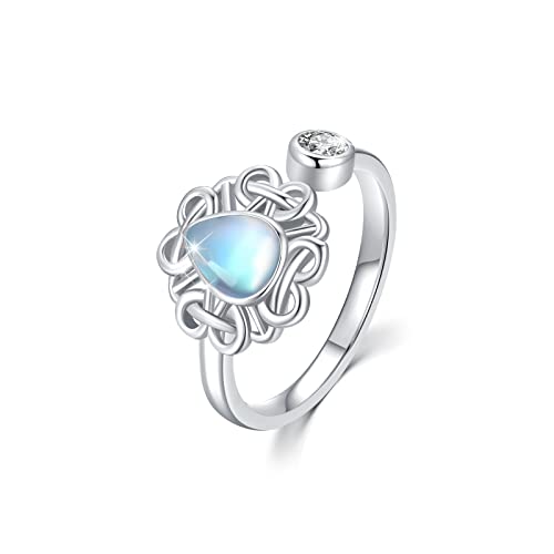 Keltischer Knoten Ring 925 Sterling Silber Mondstein Ring keltischer verstellbarer Ring keltischer Schmuck Frauen Freundin Mutter Mädchen Geschenk von REDSUN