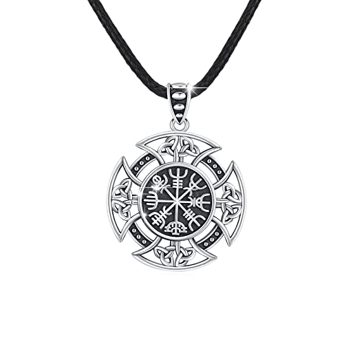 Keltisches Halskette 925 Sterling Silber Wikinger Kreuz Kette Keltisches Knoten Anhänger Amulett ViKing Schmuck für Herren Sohn Jungen Damen Männer Unisex von REDSUN