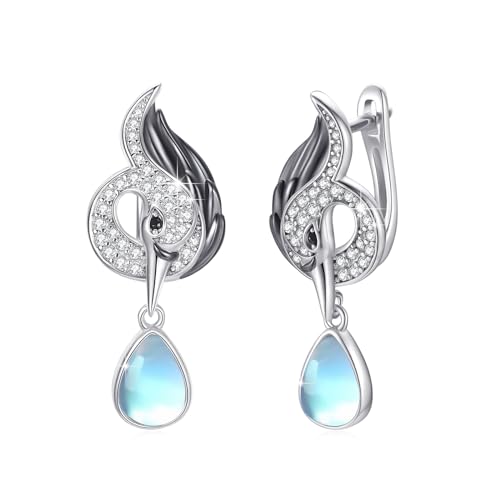 Mondstein Ohrring 925 Sterling Silber Pfau Tropfen Ohrringe mit Mondstein Pfau Schmuck Geschenkefür Frauen Mädchen,Pfau Ohrringe für Damen von REDSUN