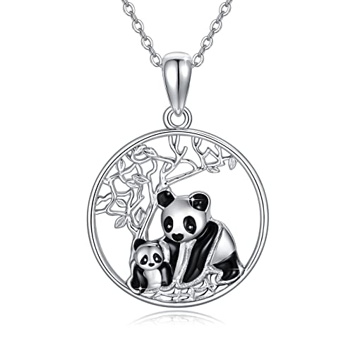 REDSUN Panda Halskette Damen 925 Sterling Silber Panda Halskette für Frauen Lebensbaum Anhänger Schmuck Geschenke für Frauen Mädchen Tochter Muttertagsgeschenke von REDSUN