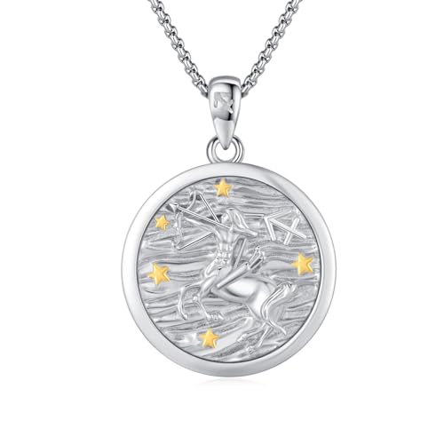 REDSUN 12 Horoskop Halskette 925 Sterling Silber Sternzeichen SCHÜTZE Kette Sternzeichen Anhänger 12 Konstellation Oxidierte Halskette Schmuck für Frauen und Mädchen（Silber） von REDSUN