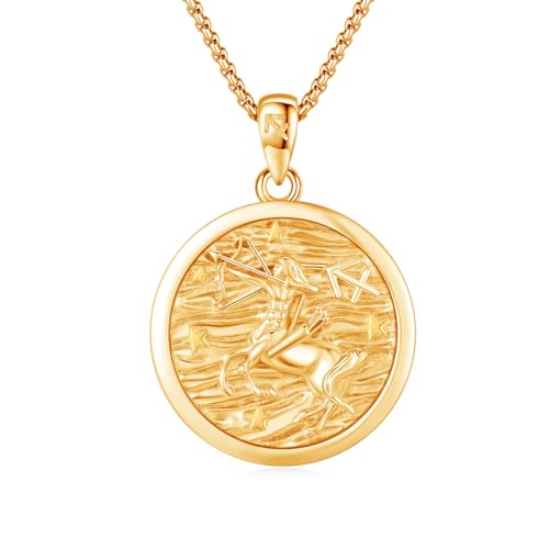 REDSUN 12 Horoskop Halskette 925 Sterling Silber Sternzeichen SCHÜTZE Kette Sternzeichen Anhänger 12 Konstellation Oxidierte Halskette Schmuck für Frauen und Mädchen Weihnachtsgeschenk（Gold） von REDSUN