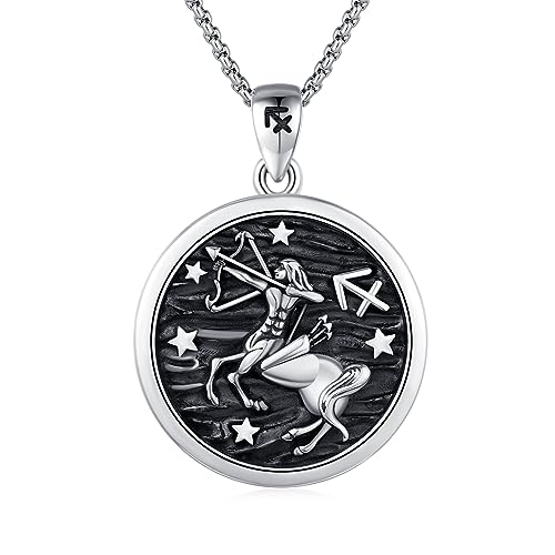 REDSUN 12 Horoskop Halskette 925 Sterling Silber Sternzeichen SCHÜTZE Kette Sternzeichen Anhänger 12 Konstellation Oxidierte Halskette Schmuck für Frauen und Mädchen von REDSUN