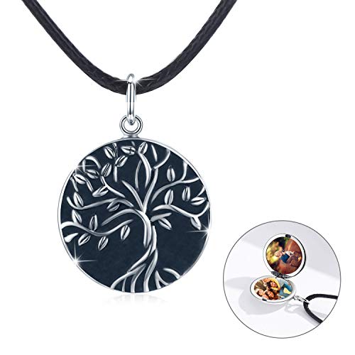 REDSUN Baum des Lebens Medaillon Halskette 925 Sterling Silber Foto Amulett Halskette Baum des Lebens Halskette Medaillon zum Öffnen von Bildern Amulett Schmuck Geschenke für Frauen Mädchen von REDSUN